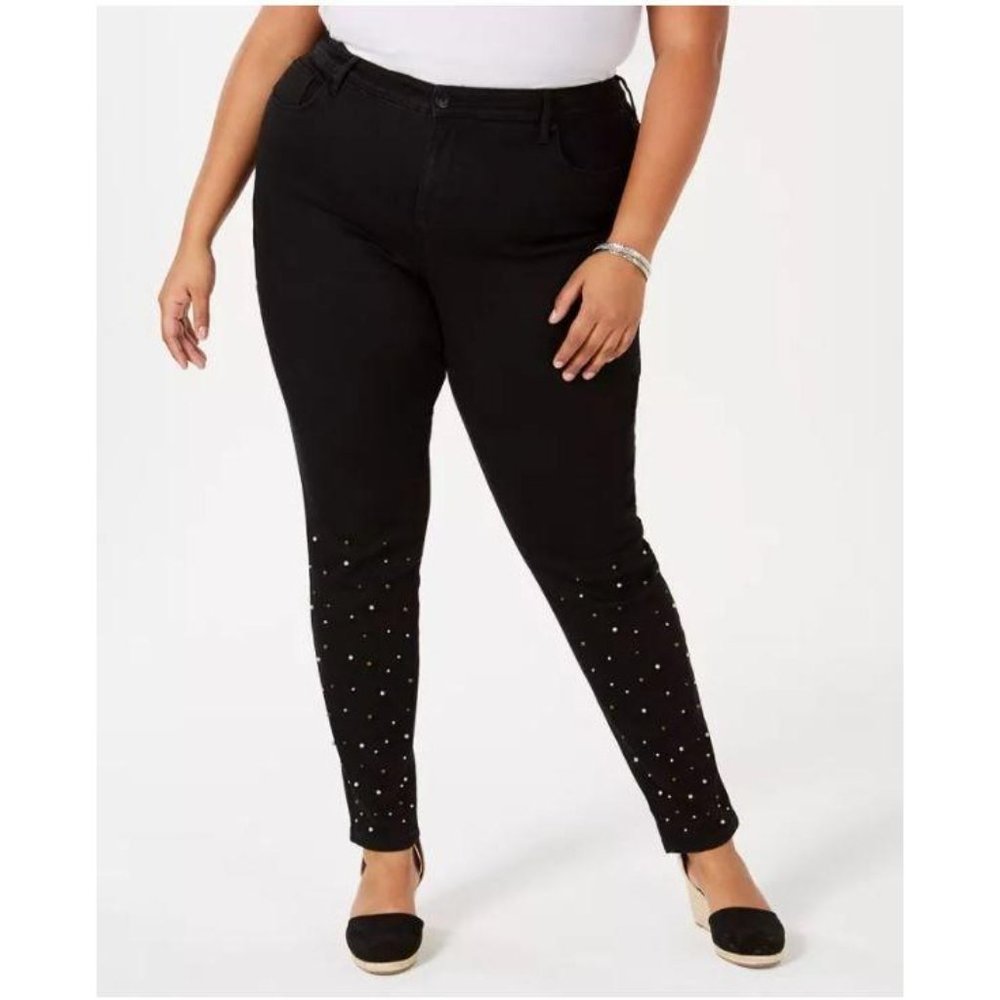18W  Women's Stretch Skinny Embellished Jeans - Picture 4 of 6